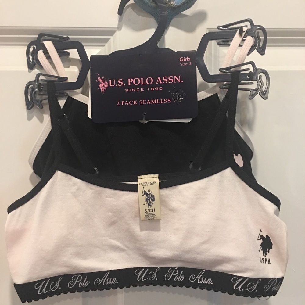 Girls small polo sports bra set of 2 pink black